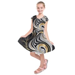 Pattern Gold Marble Kids  Short Sleeve Dress