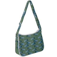 Fishes Pattern Background Theme Zip Up Shoulder Bag by Vaneshop