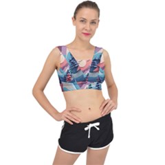 Paper Art Pastel V-back Sports Bra by Vaneshop