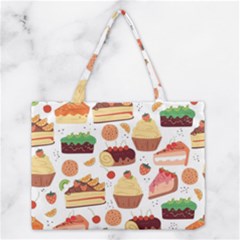 Seamless Pattern Hand Drawing Cartoon Dessert And Cake Medium Tote Bag by Wav3s