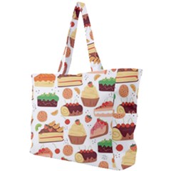 Seamless Pattern Hand Drawing Cartoon Dessert And Cake Simple Shoulder Bag by Wav3s