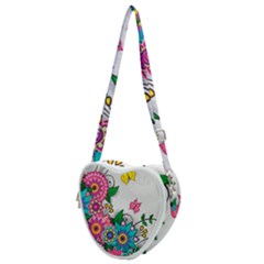 Flowers Pattern Vector Art Heart Shoulder Bag by Amaryn4rt