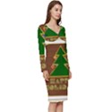 Art Deco Holiday Card Long Sleeve V-Neck Bodycon Dress  View3