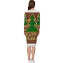 Art Deco Holiday Card Long Sleeve V-Neck Bodycon Dress  View4