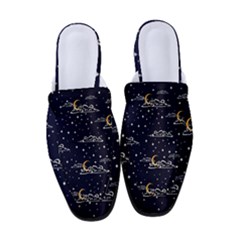 Hand-drawn-scratch-style-night-sky-with-moon-cloud-space-among-stars-seamless-pattern-vector-design- Women s Classic Backless Heels