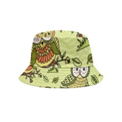 Seamless-pattern-with-flowers-owls Bucket Hat (kids) by uniart180623