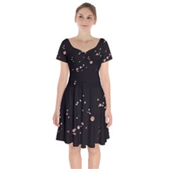 Abstract Rose Gold Glitter Background Short Sleeve Bardot Dress