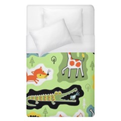 Seamless-pattern-with-wildlife-animals-cartoon Duvet Cover (single Size) by uniart180623