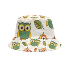 Background-with-owls-leaves-pattern Inside Out Bucket Hat by uniart180623