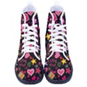 Multicolored Love Hearts Kiss Romantic Pattern Men s High-Top Canvas Sneakers View1