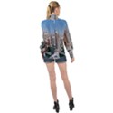 Building Sea Architecture Marina High Neck Long Sleeve Chiffon Top View2