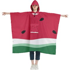 Minimalist Summer Watermelon Wallpaper Women s Hooded Rain Ponchos by Ravend