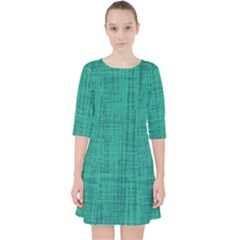 Painted Green Digital Wood Quarter Sleeve Pocket Dress