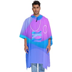 Colorful Blue Purple Wave Men s Hooded Rain Ponchos