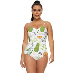 Seamless-tropical-pattern-with-papaya Retro Full Coverage Swimsuit