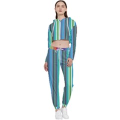 Color Stripes Cropped Zip Up Lounge Set by Proyonanggan