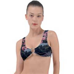 Pink Peony  Flower Ring Detail Bikini Top