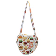 Dessert And Cake For Food Pattern Heart Shoulder Bag by Grandong