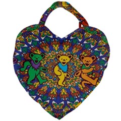 Dead Dancing Bears Grateful Dead Pattern Giant Heart Shaped Tote by Grandong