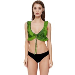 Green-leaf-plant-freshness-color Low Cut Ruffle Edge Bikini Top