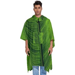 Green-leaf-plant-freshness-color Men s Hooded Rain Ponchos