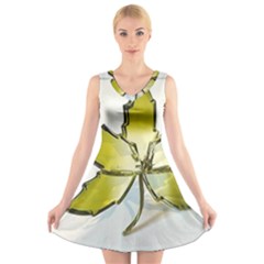 Life Is Beautiful And Green V-neck Sleeveless Dress