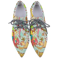 Summer Up Cute Doodle Pointed Oxford Shoes by Bedest