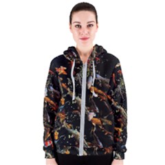 Shoal Of Koi Fish Water Underwater Women s Zipper Hoodie by Ndabl3x