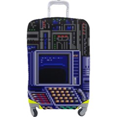 Blue Computer Monitor With Chair Game Digital Art Luggage Cover (large)