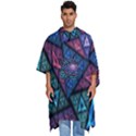 Purple Psychedelic Art Pattern Mosaic Design Fractal Art Men s Hooded Rain Ponchos View1