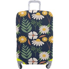 Flower Grey Pattern Floral Luggage Cover (large) by Dutashop