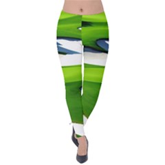 Golf Course Par Green Velvet Leggings by Sarkoni