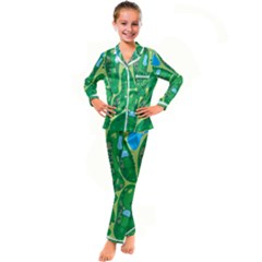 Golf Course Par Golf Course Green Kids  Satin Long Sleeve Pajamas Set by Sarkoni