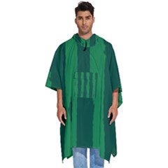 Green Seamless Watermelon Skin Pattern Men s Hooded Rain Ponchos