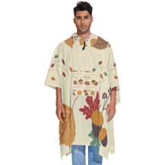 Leaves Foliage Acorns Barrel Men s Hooded Rain Ponchos