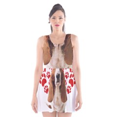 Basset Hound Gift T- Shirt Funny Basset Hound Valentine Heart Paw Basset Hound Dog Lover Valentine C Yoga Reflexion Pose T- Shirtyoga Reflexion Pose T- Shirt Scoop Neck Skater Dress