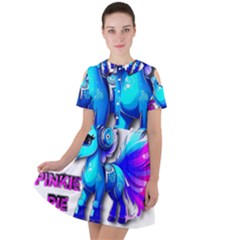 Pinkie Pie  Short Sleeve Shoulder Cut Out Dress  by Internationalstore