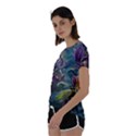 Abstract Blossoms  Short Sleeve Open Back T-Shirt View2