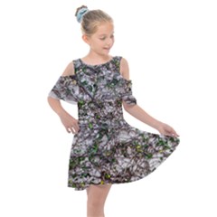 Climbing Plant At Outdoor Wall Kids  Shoulder Cutout Chiffon Dress