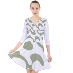 Abstract Pattern Green Swirl T- Shirt Abstract Pattern Green Swirl T- Shirt Quarter Sleeve Front Wrap Dress