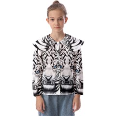 White And Black Tiger Kids  Peter Pan Collar Blouse by Sarkoni