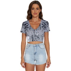 Tiger Head V-neck Crop Top by Ket1n9