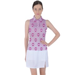 Alien Pattern Pink Women s Sleeveless Polo T-shirt by Ket1n9