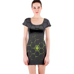 Green Android Honeycomb Gree Short Sleeve Bodycon Dress