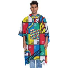 Snakes And Ladders Men s Hooded Rain Ponchos