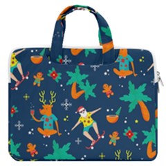 Colorful Funny Christmas Pattern Macbook Pro 16  Double Pocket Laptop Bag  by Ket1n9