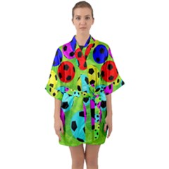 Balls Colors Half Sleeve Satin Kimono  by Ket1n9