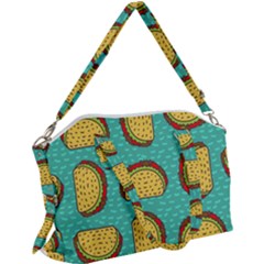 Taco-drawing-background-mexican-fast-food-pattern Canvas Crossbody Bag by Ket1n9