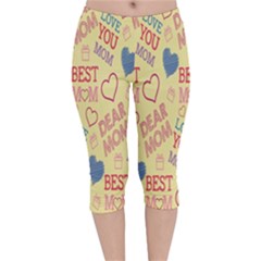 Love Mom Happy Mothers Day I Love Mom Graphic Pattern Velvet Capri Leggings  by Vaneshop