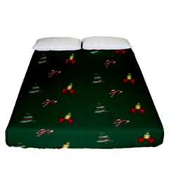 Christmas Green Pattern Background Fitted Sheet (king Size) by Pakjumat